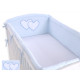 Conjunto de cama bebé  5 elementos coração azul liso